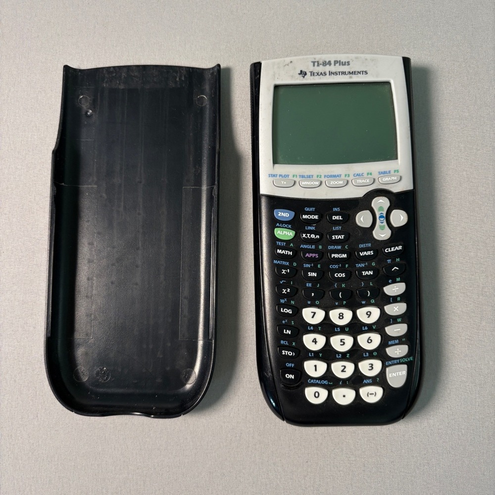 Texas Instruments TI-84 Plus Graphing Calculator Black Silver with Cover P-0413R - Picture 6 of 8